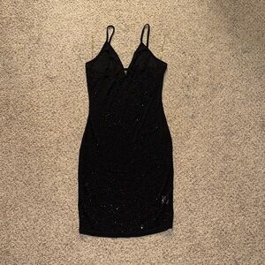 Elegant Rhinestone Black Evening Dress
